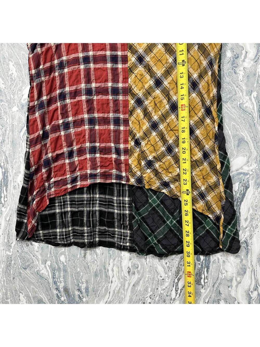 Boho Indie Cottage Lagenlook Patchwork Plaid Sleeveless Tank Top (M) - Picture 7 of 7